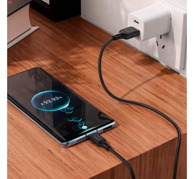 Дата кабель USB 2.0 AM to USB-C 1.0m Cool silicone X90 black HOCO (6931474788443)