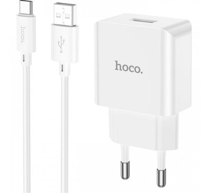 Зарядний пристрій HOCO C106A Leisure USB + cable USB to USB-C 10.5W White (6931474783912)