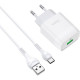 Зарядний пристрій HOCO C72Q Glorious USB QC3.0 + cable USB to USB-C 18W White (6931474732552)