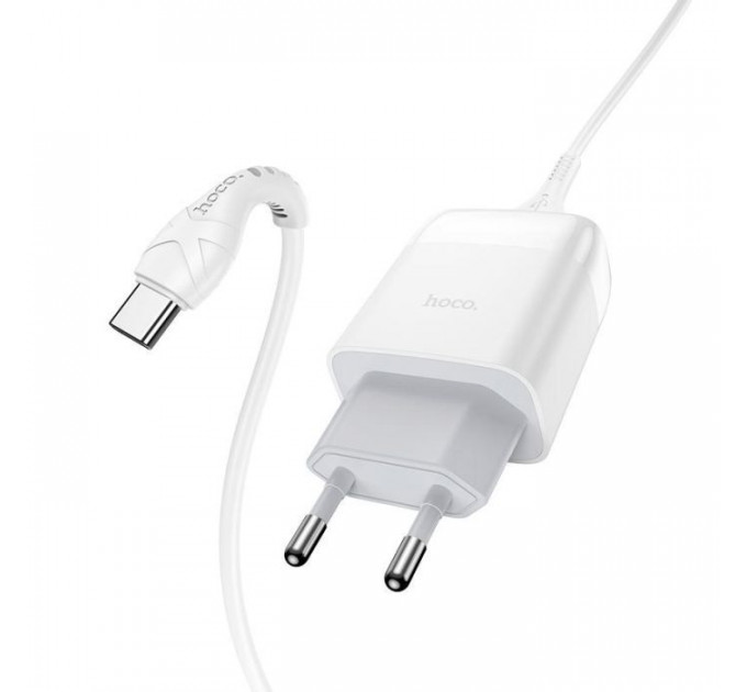 Зарядний пристрій HOCO C72Q Glorious USB QC3.0 + cable USB to USB-C 18W White (6931474732552)