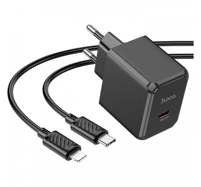 Зарядний пристрій HOCO CS13A Ocean USB-C PD20W + cable USB-C to Lightning Black (6942007603829)