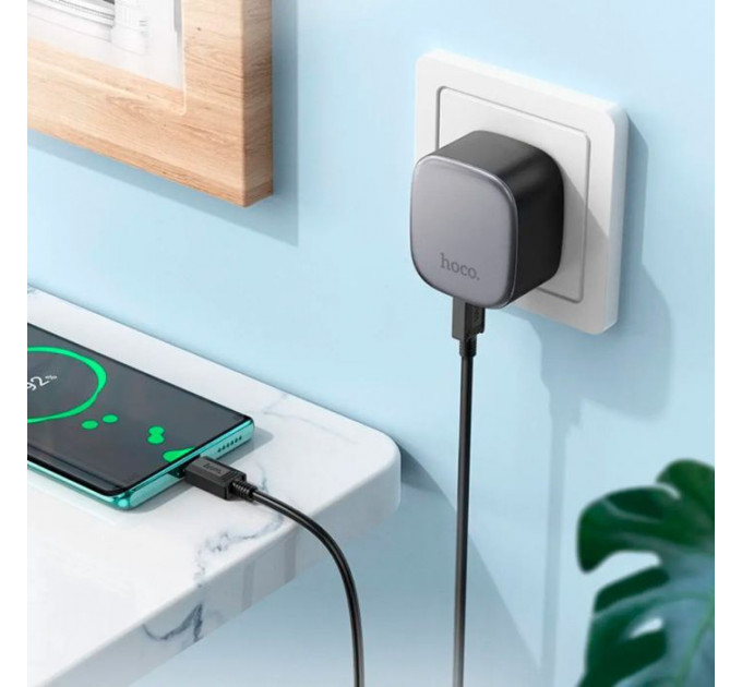 Зарядний пристрій HOCO CS32A Rise 1xUSB-C PD20W + 1xUSB QC3.0 Black (6942007617451)