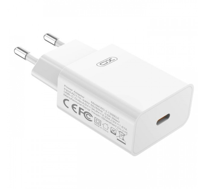 Зарядний пристрій XO L126 20W USB-C PD White (L126_White)