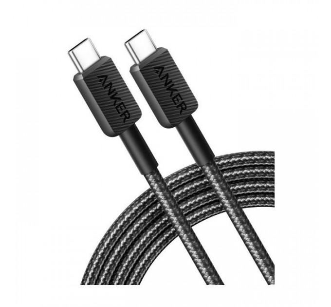 Дата кабель USB-C to USB-C 1.8m nylon 322 black Anker (A81F6G11)