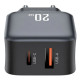 Зарядний пристрій XO L154 USB-C PD20W + USB-A QC3.0 Black (L154.black)