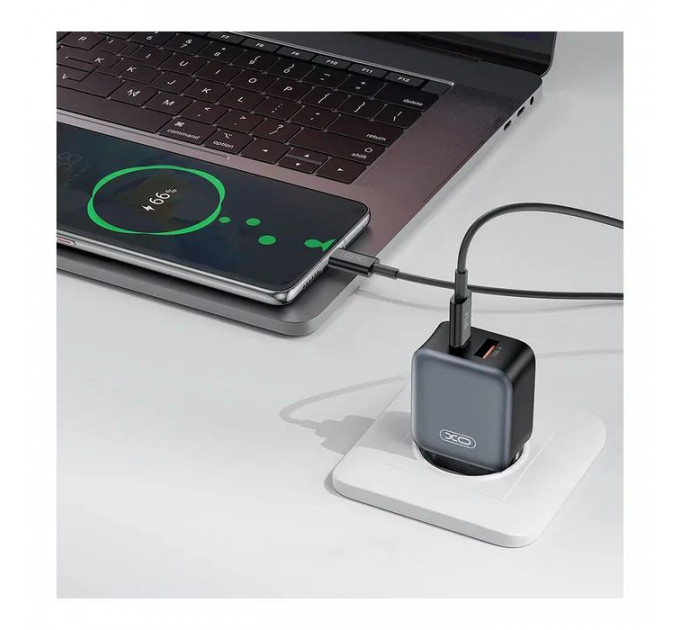 Зарядний пристрій XO L154 USB-C PD20W + USB-A QC3.0 Black (L154.black)