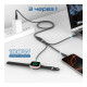 Дата кабель USB-C to 2xUSB-C 100W + Apple Watch 5W 1.4m FUSION-CCW black Promate (fusion-ccw.black)