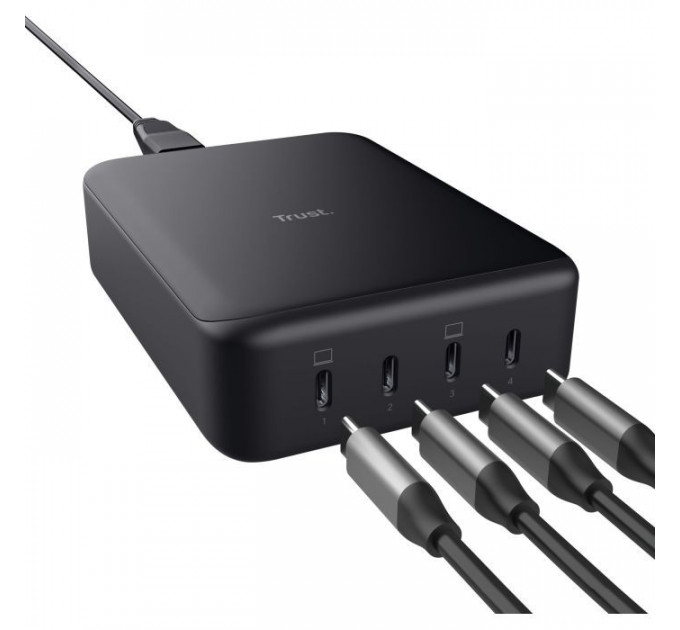 Зарядний пристрій Trust Maxo 4xUSB-C PD240W GaN Black (25413_TRUST)