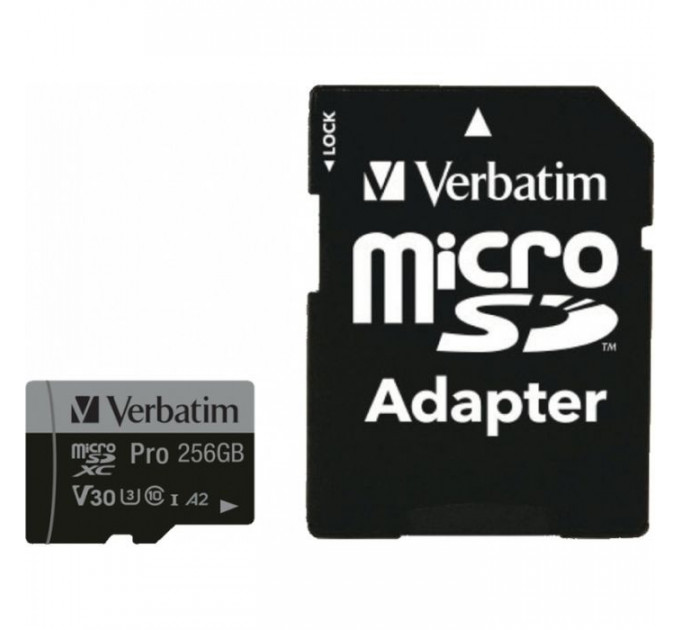Карта памяти Verbatim 256GB microSDXC class 10 UHS-III PRO (47045)