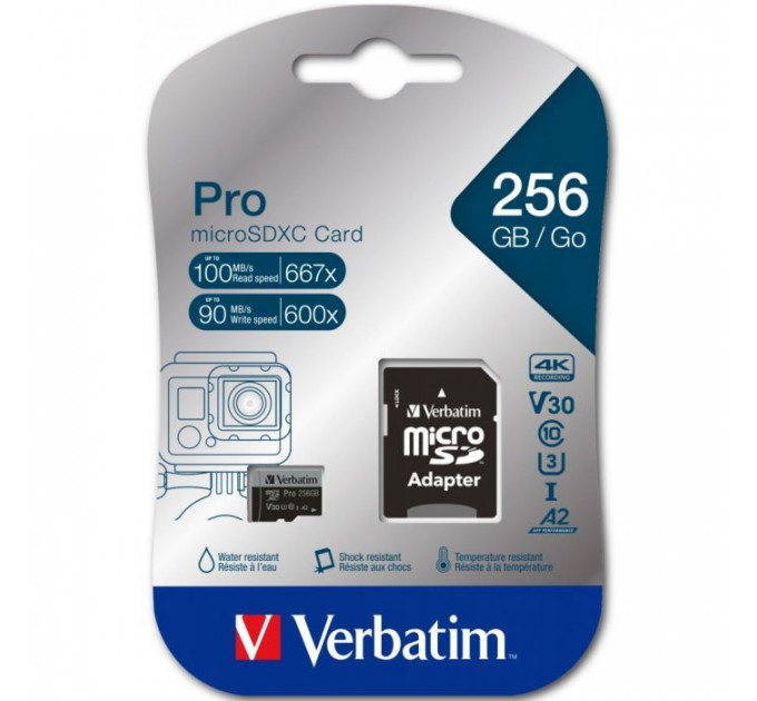 Карта памяти Verbatim 256GB microSDXC class 10 UHS-III PRO (47045)