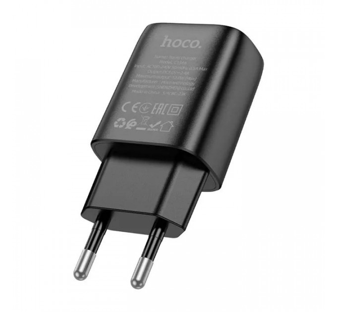 Зарядний пристрій HOCO C134A USB 2.4A black (6942007621298)