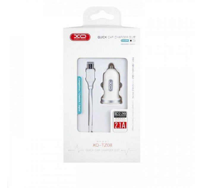 Зарядний пристрій XO 2xUSB 2.1A + cable USB to Micro 5P white (TZ08-M-WH)