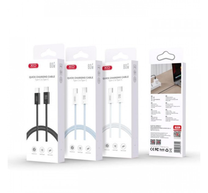 Дата кабель USB-C to USB-C 1.0m 60W white XO (CB-Q73CC)