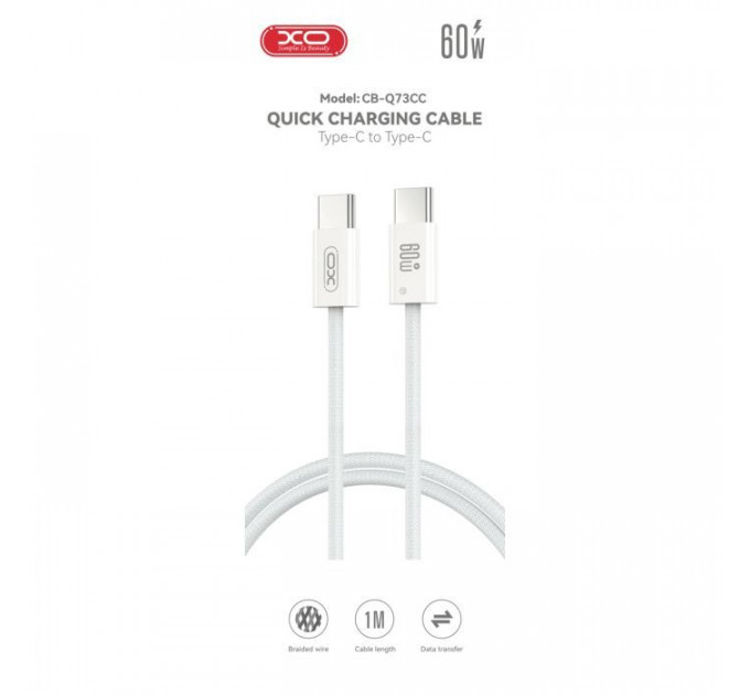 Дата кабель USB-C to USB-C 1.0m 60W white XO (CB-Q73CC)