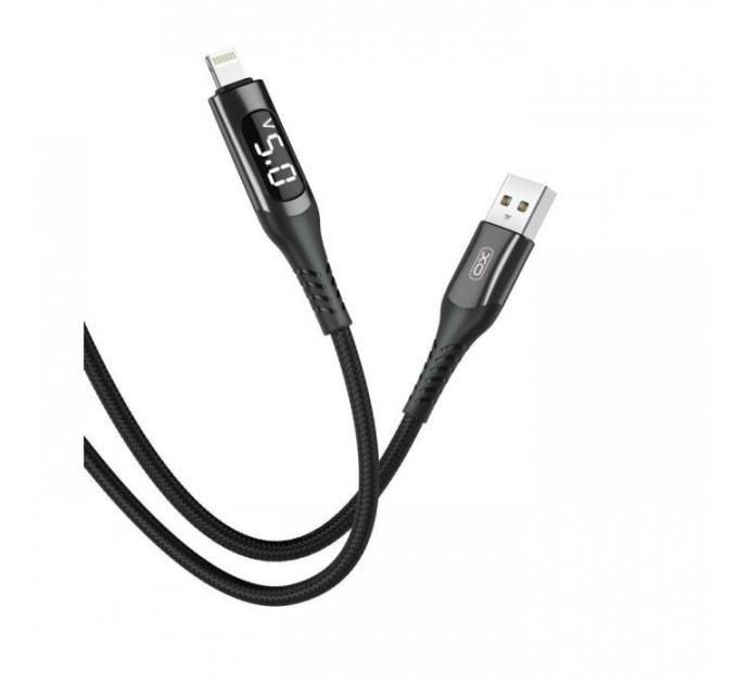 Дата кабеля USB 2.0 AM to Lightning 1.0m 2.4A LED black XO (NB162-L-1-BK)