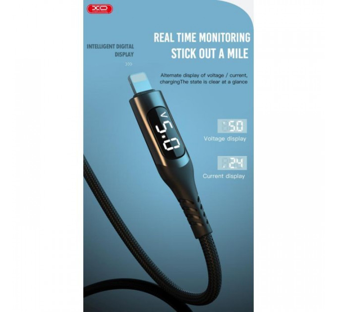 Дата кабеля USB 2.0 AM to Lightning 1.0m 2.4A LED black XO (NB162-L-1-BK)