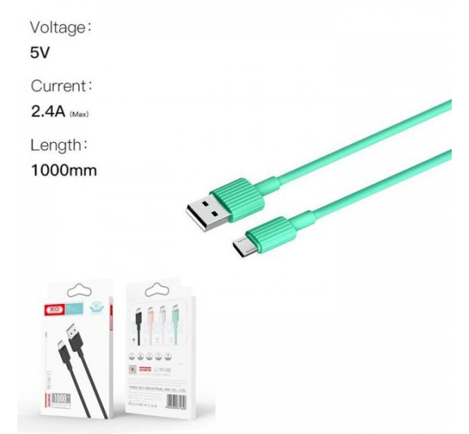 Дата кабель USB 2.0 AM to Micro 5P 1.0m 2.4A green XO (NB156-M-GR)