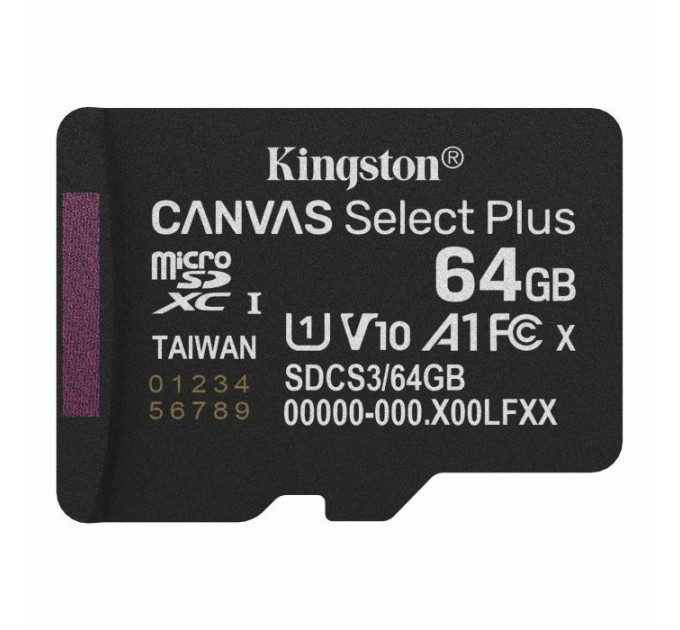 Карта памяти Kingston 64GB microSDXC 10 UHS-I V10 A1 Canvas Select Plus (SDCS3\/64GBSP) Карта памяти Kingston 64GB microSDXC 10 UHS-I V10 A1 Canvas Select Plus (SDCS3\/64GBSP)