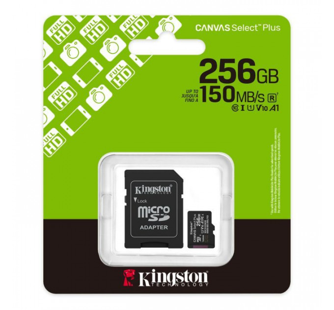 Карта пам/'яті Kingston 256GB microSDXC class 10 UHS-I V10 A1 Canvas Select Plus (SDCS3\/256GB)