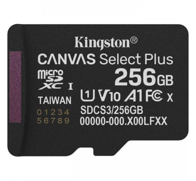 Карта памяти Kingston 256GB microSDXC class 10 UHS-I U1 V10 A1 Select Plus (SDCS3\/256GBSP) Карта памяти Kingston 256GB microSDXC class 10 UHS-I U1 V10 A1 Select Plus (SDCS3\/256GBSP)