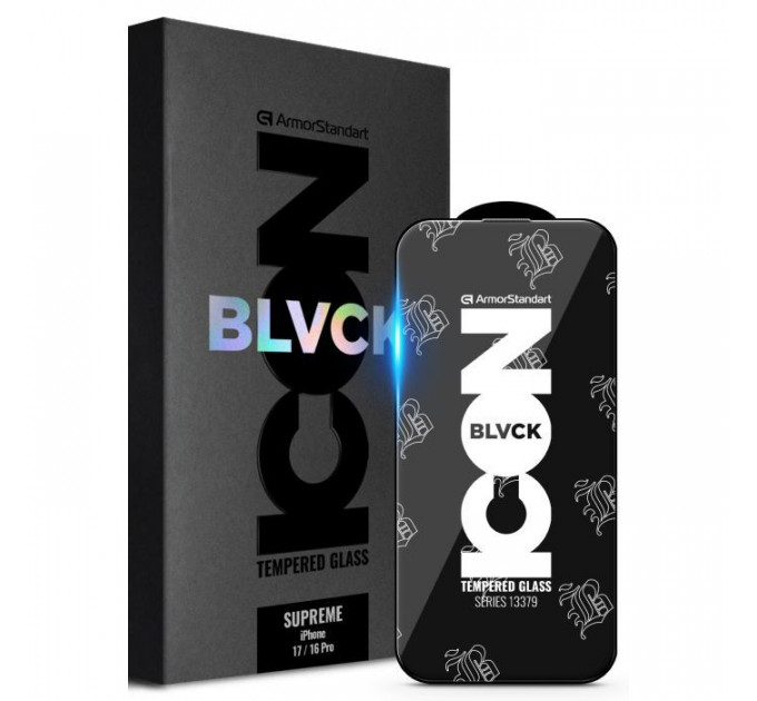 Скло захисне Armorstandart Supreme Black Icon Apple iPhone 17 \/ 16 Pro (ARM86399)