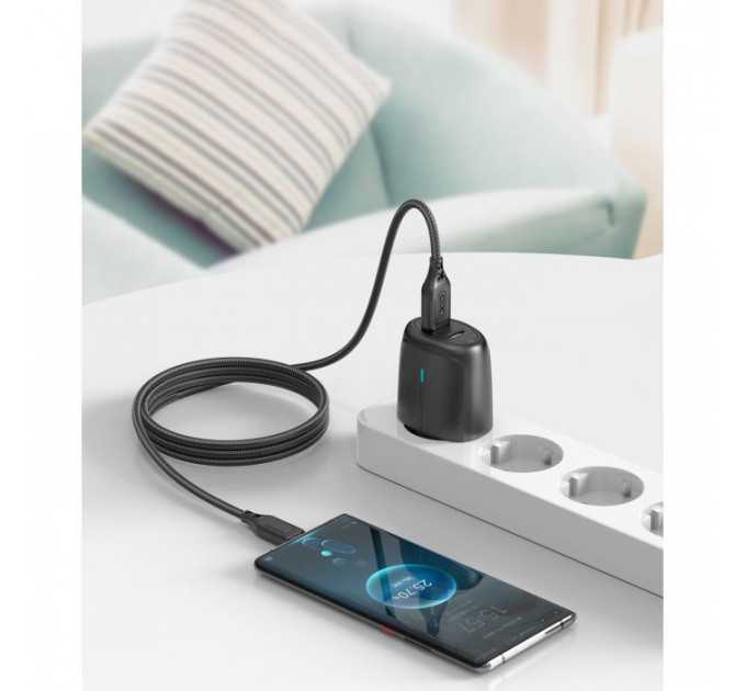 Дата кабель USB 2.0 AM to USB-C 1.0m braided black XO (NB235_C_Black)