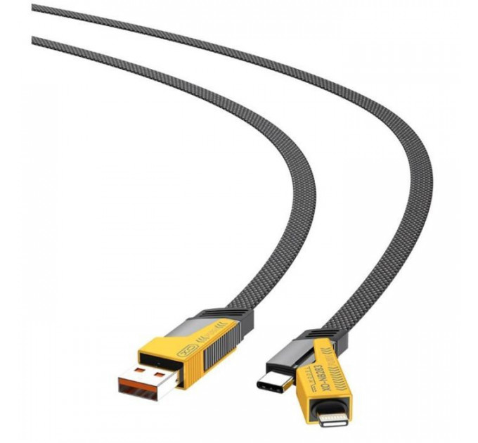 Дата кабеля USB 2.0 AM to USB-C + USB 2.0 AM to Lightning 1.0m 60W black XO (NB283_4-in-1_Black)