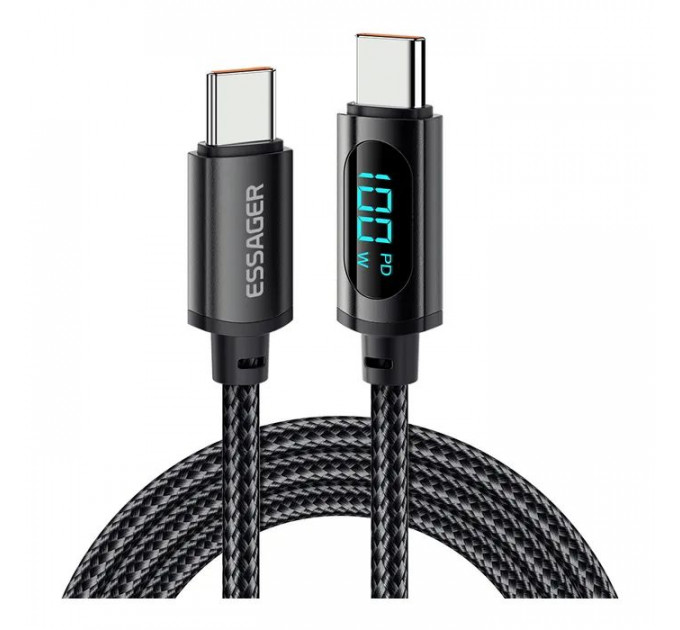 Дата кабеля USB-C to USB-C 1.0m 100W LED black Essager (EXCTT1-XY01-P)