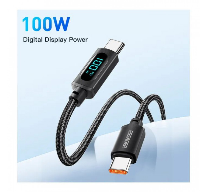 Дата кабеля USB-C to USB-C 1.0m 100W LED black Essager (EXCTT1-XY01-P)