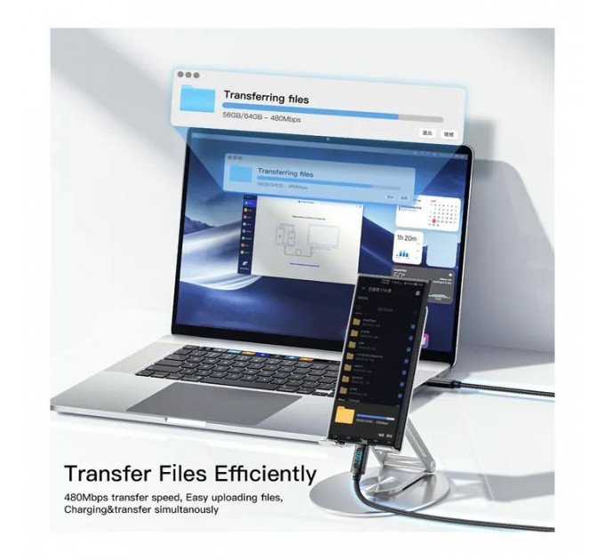 Дата кабеля USB-C to USB-C 1.0m 100W LED black Essager (EXCTT1-XY01-P)