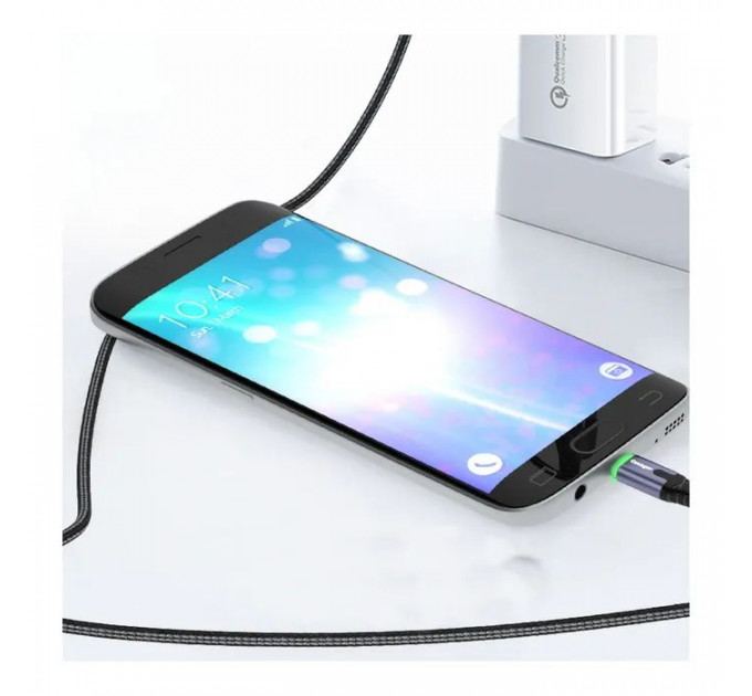 Дата кабель USB 2.0 AM to Micro 5P 2.0m 2.4A LED black Essager (EXCM-XGA0G)