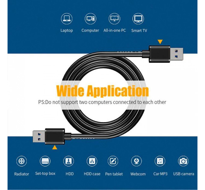 Дата кабель USB 3.0 AM\AM 2.0m 5Gbps black Essager (EXCAA-YTD01)