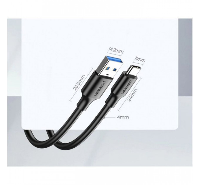 Дата кабеля USB 3.0 AM to USB-C 0.5m 3A US184 black Ugreen (20881)