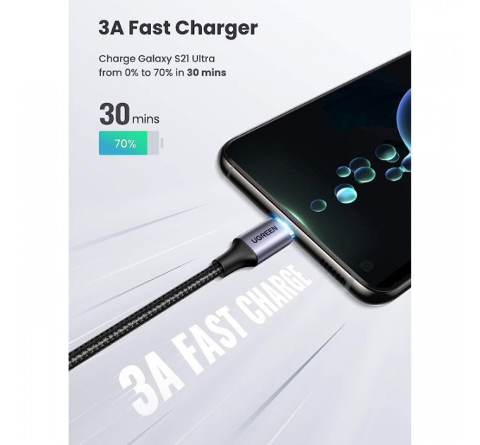 Дата кабель USB-C 3.1 to Micro USB 3.0 1.0m 3A US312 black Ugreen (20103)