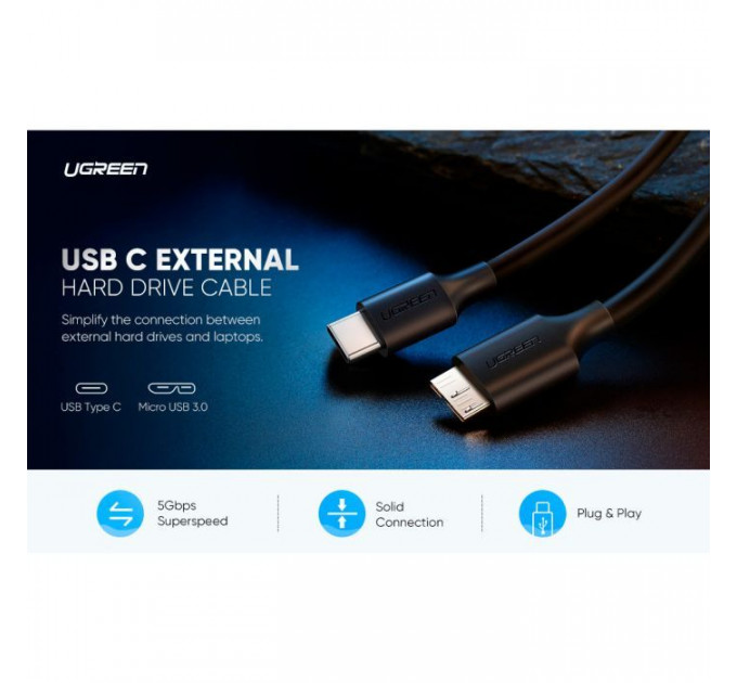 Дата кабель USB-C 3.1 to Micro USB 3.0 1.0m 3A US312 black Ugreen (20103)