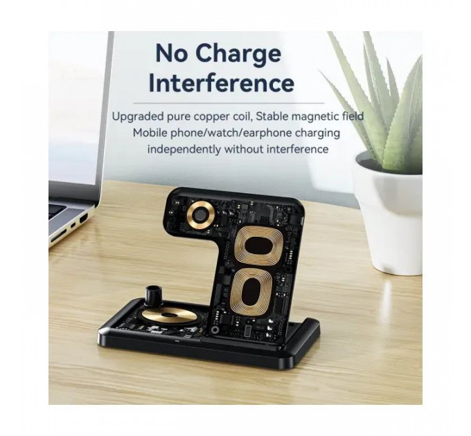 Зарядний пристрій Essager 4-in-1 wireless charger 15W foldable desktop black (EWXZM-JC01-Z)