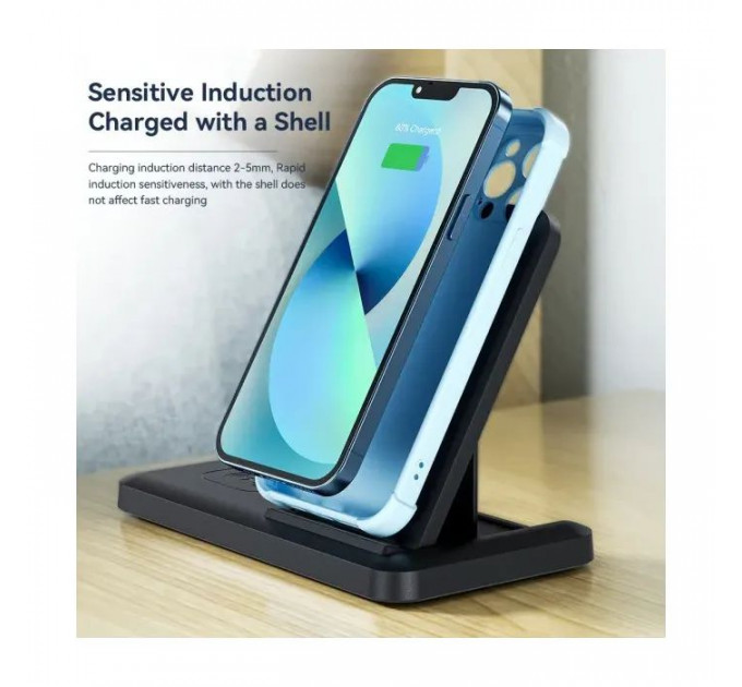 Зарядний пристрій Essager 4-in-1 wireless charger 15W foldable desktop black (EWXZM-JC01-Z)