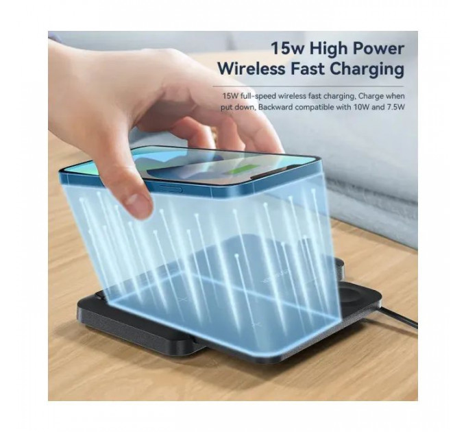 Зарядний пристрій Essager 4-in-1 wireless charger 15W foldable desktop black (EWXZM-JC01-Z)