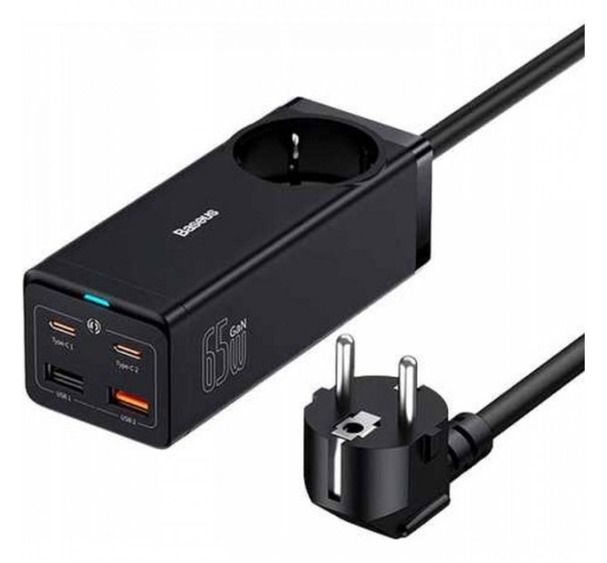 Зарядний пристрій Baseus AC + 2xUSB-C 65W + 2xUSB black (PSZM000901)
