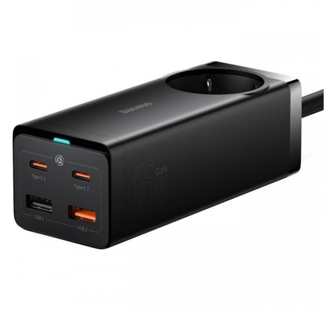 Зарядний пристрій Baseus AC + 2xUSB-C 65W + 2xUSB black (PSZM000901)