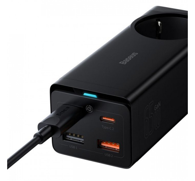 Зарядний пристрій Baseus AC + 2xUSB-C 65W + 2xUSB black (PSZM000901)
