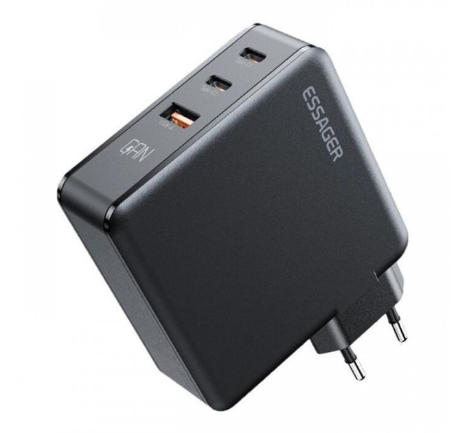 Зарядний пристрій Essager 2xUSB-C + 1xUSB 140W GaN (ECT2CA-ZCB01-Z)