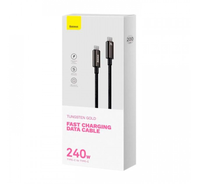 Дата кабель USB-C to USB-C 2.0m 240W Black Baseus (CAWJ040101)