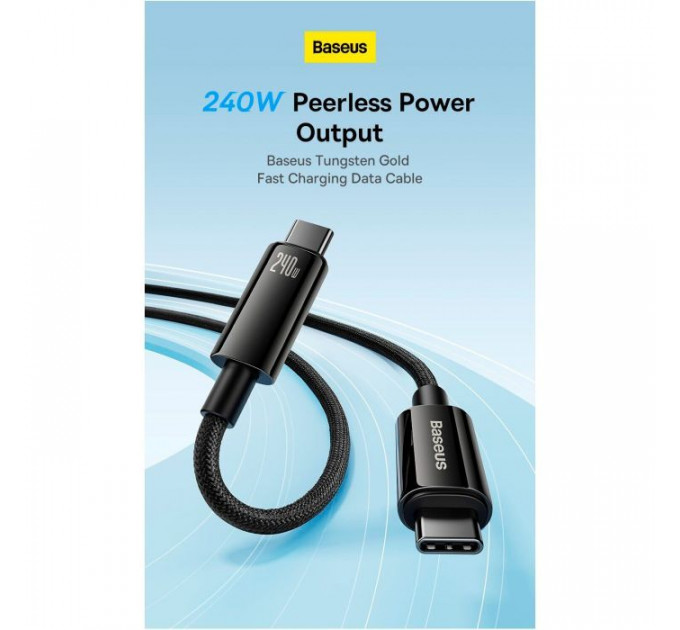 Дата кабель USB-C to USB-C 2.0m 240W Black Baseus (CAWJ040101)