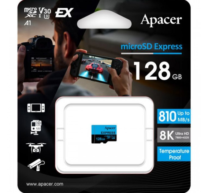 Карта пам/'яті Apacer 128GB microSDXC class 10 UHS-I U3 V30 A1 Express (AP128GMCEXG3X17-RA)