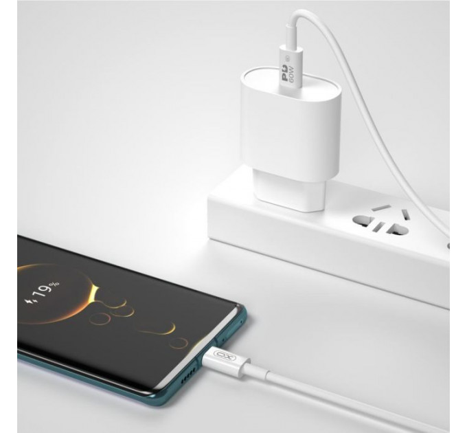 Дата кабель USB-C to USB-C 2.0m 100W white XO (CB-Q100-2CC)