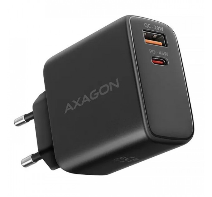 Зарядное устройство для AXAGON 1xUSB QC4.0 + 1xUSB-C PD45W PPS black (ACU-PQ45) Зарядное устройство для AXAGON 1xUSB QC4.0 + 1xUSB-C PD45W PPS black (ACU-PQ45)