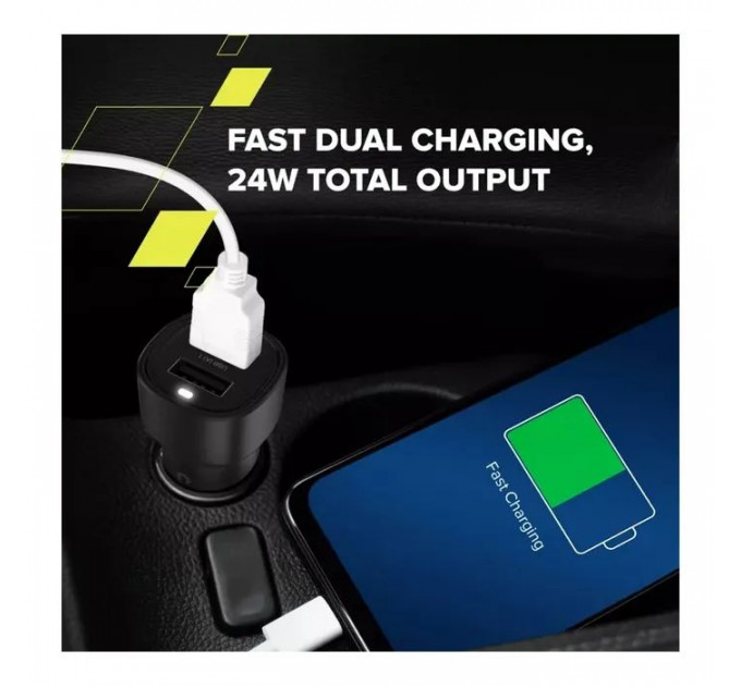 Зарядний пристрій Canyon 2xUSB 24W black (CNE-CCABR2AA)