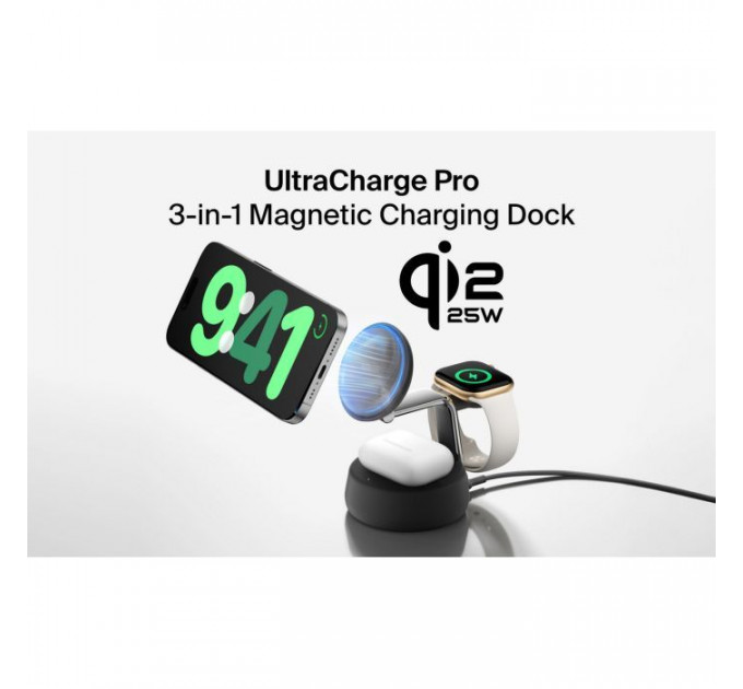 Зарядний пристрій Belkin UltraCharge Pro Wireless 3-in-1 25W charcoal (WIZ040KQCH)