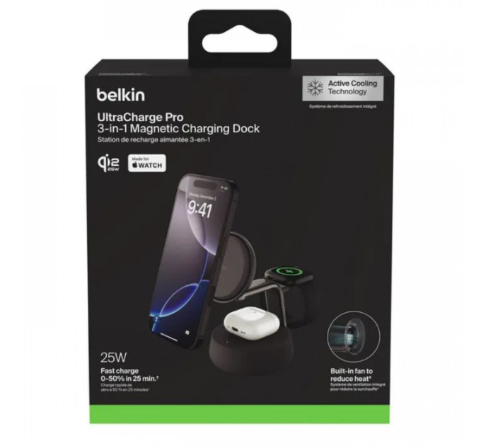 Зарядний пристрій Belkin UltraCharge Pro Wireless 3-in-1 25W charcoal (WIZ040KQCH)